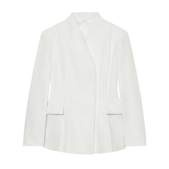 Damen Taillierter kragenloser Blazer mit Pattentaschen und feiner Teilungsnaht Nord Taschen