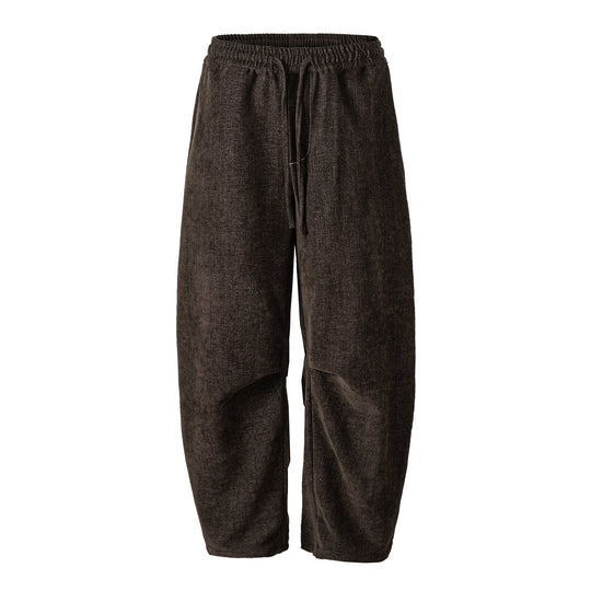 Damen Locker geschnittene Cropped-Hose mit hohem elastischem Bund und Kordelzug aus strukturierter Leinenmischung Nord Taschen