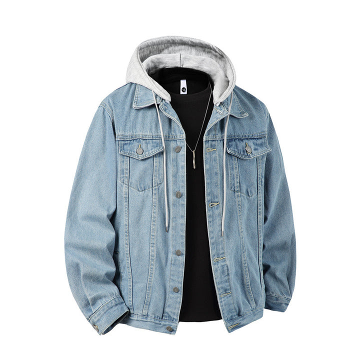 Herren Jeansjacke mit angenähter Kapuze Lagenlook robuste Baumwollmischung Nord Taschen