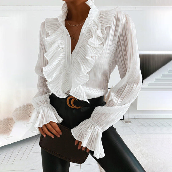 Elegante Gerüschte Bluse Damen