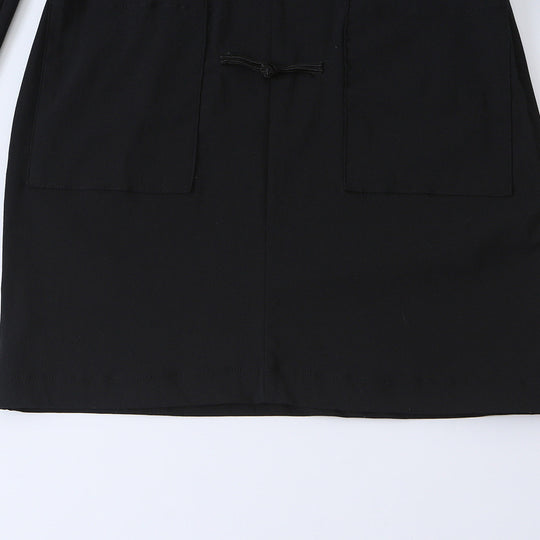 Damen Midilanger Mantel mit Stehkragen, traditionellen Knotenverschlüssen und geradem Schnitt Nord Taschen