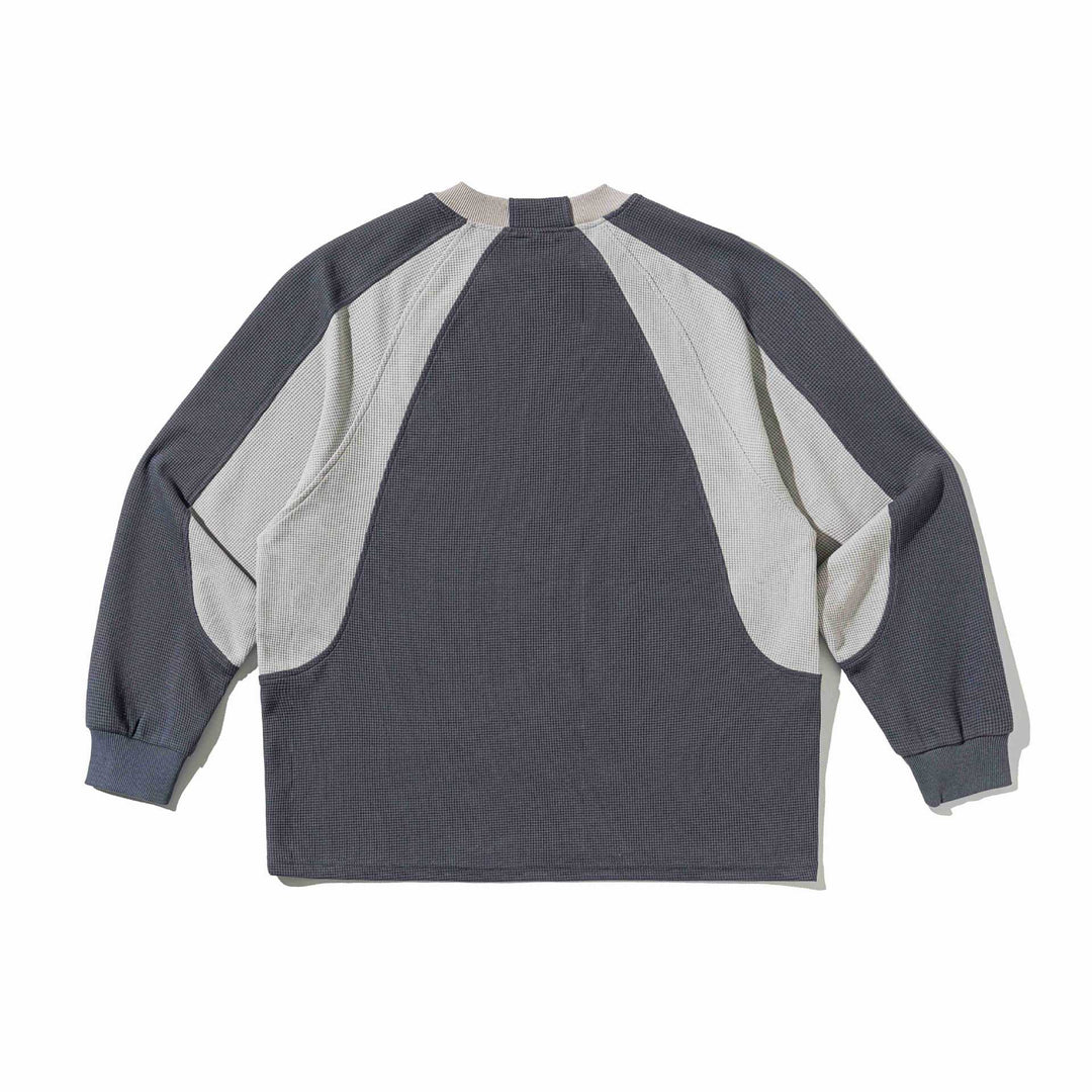 Herren Waffelstruktur-Sweatshirt mit Raglanärmeln und kontrastierenden Einsätzen Nord Taschen