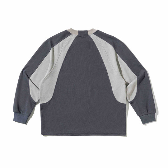 Herren Waffelstruktur-Sweatshirt mit Raglanärmeln und kontrastierenden Einsätzen Nord Taschen