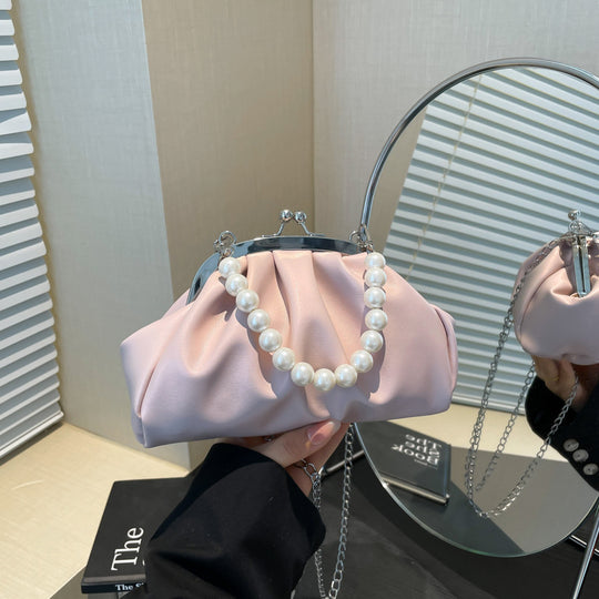 Damen elegante Umhängetasche mit Perlenakzenten und glänzendem Verschluss Nord Taschen