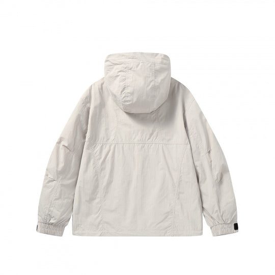 Unisex Leichte Kapuzen-Übergangsjacke mit großem Pattentaschen-Detail und Kordelzug Nord Taschen