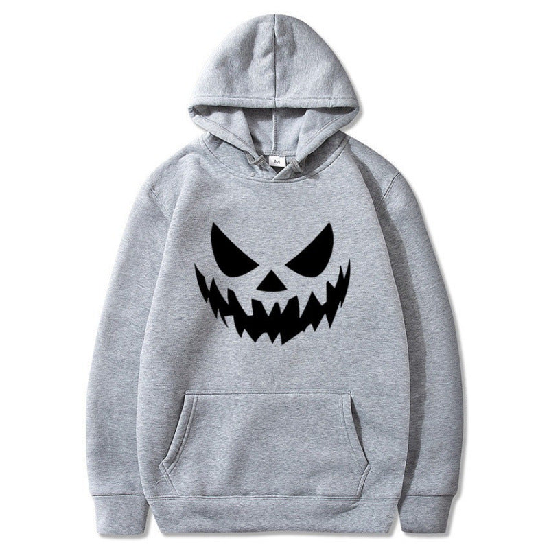 Unisex Kapuzenpullover mit gruseligem Kürbisgesicht-Print und Oversize Kängurutasche Nord Taschen