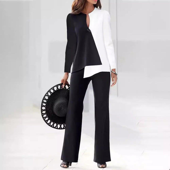 Damen Elegantes und modernes Hosenanzug-Set mit asymmetrischem Design