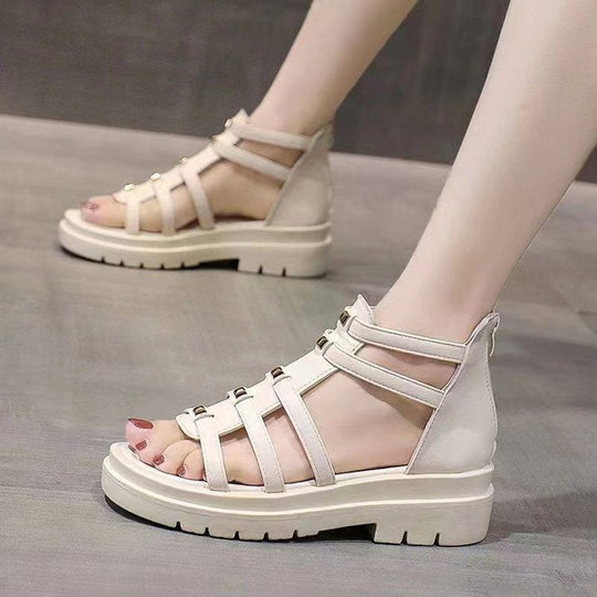 Damen nan gladiatorische Plateausandalette mit gepolstertem Komfortfußbett, profilierter Plateausohle und Rückreißverschluss
