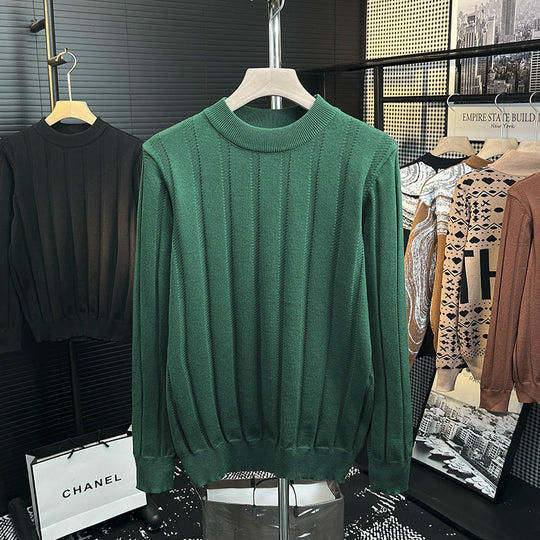 Herren Feinstrick-Pullover mit vertikaler Rippenstruktur und kurzem Stehkragen Nord Taschen