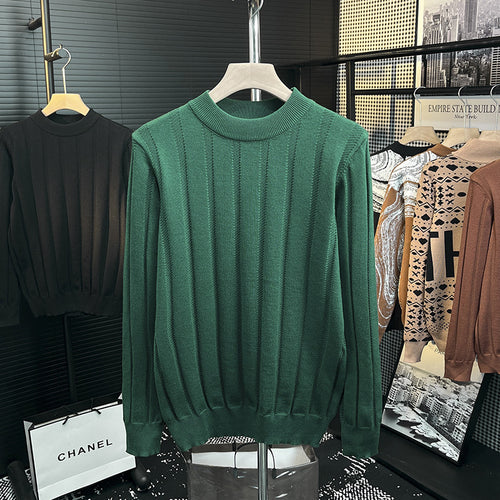Herren Feinstrick-Pullover mit vertikaler Rippenstruktur und kurzem Stehkragen Nord Taschen
