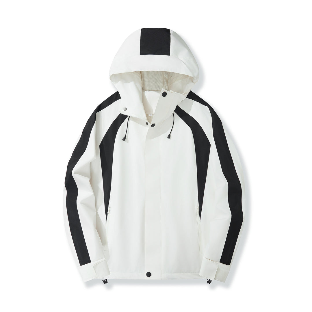 Damen Leichte Kapuzen-Regenjacke mit Kontraststreifen und Mesh‑Futter Nord Taschen