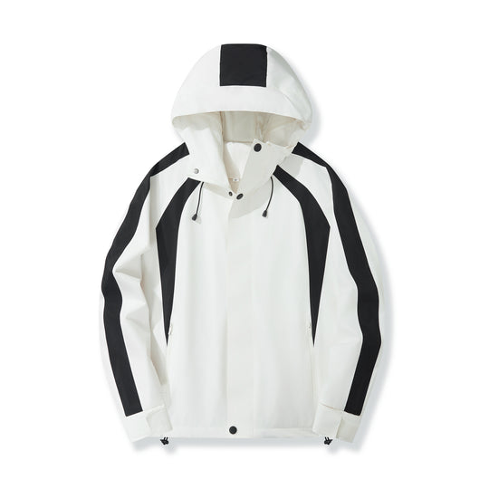 Damen Leichte Kapuzen-Regenjacke mit Kontraststreifen und Mesh‑Futter Nord Taschen