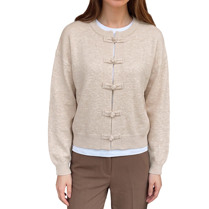 Damen Elegante Strickjacke mit Knopfdetails Nord Taschen