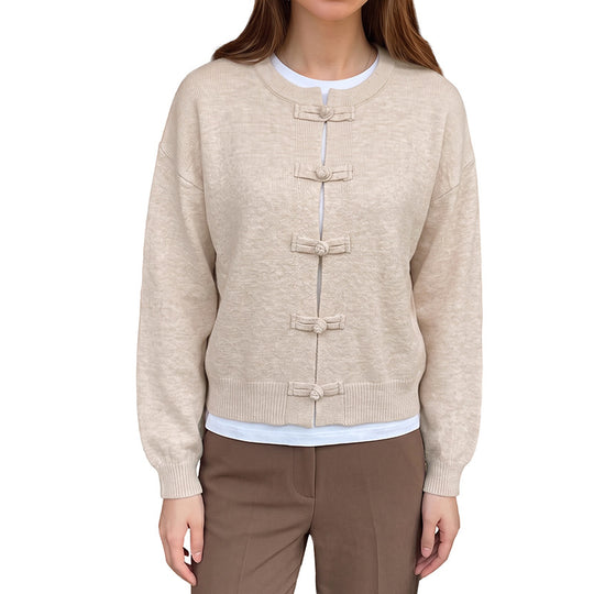 Damen Elegante Strickjacke mit Knopfdetails Nord Taschen