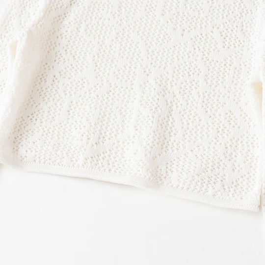 Damen gehäkeltes Cropped-Strickoberteil mit Trompetenärmeln Nord Taschen