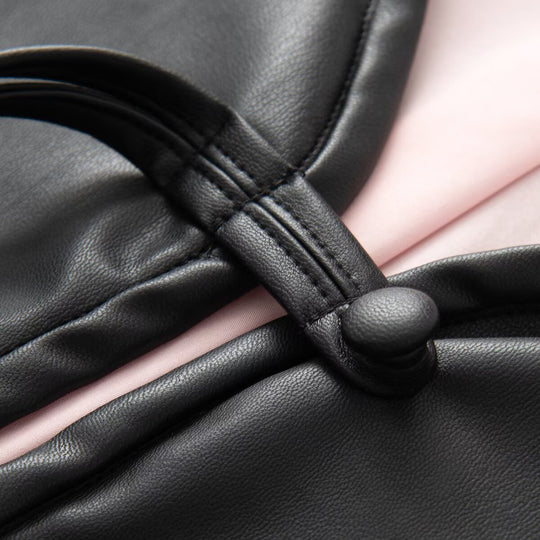 Damen Lockerer Lederimitat-Mantel mit Bindeschnüren, V‑Ausschnitt und aufgesetzten Taschen Nord Taschen