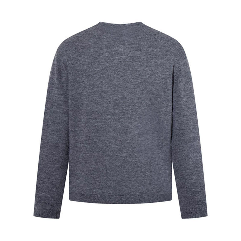 Herren Feinstrickpullover mit Rundhalsausschnitt, lockerer Passform und geripptem Saum Nord Taschen