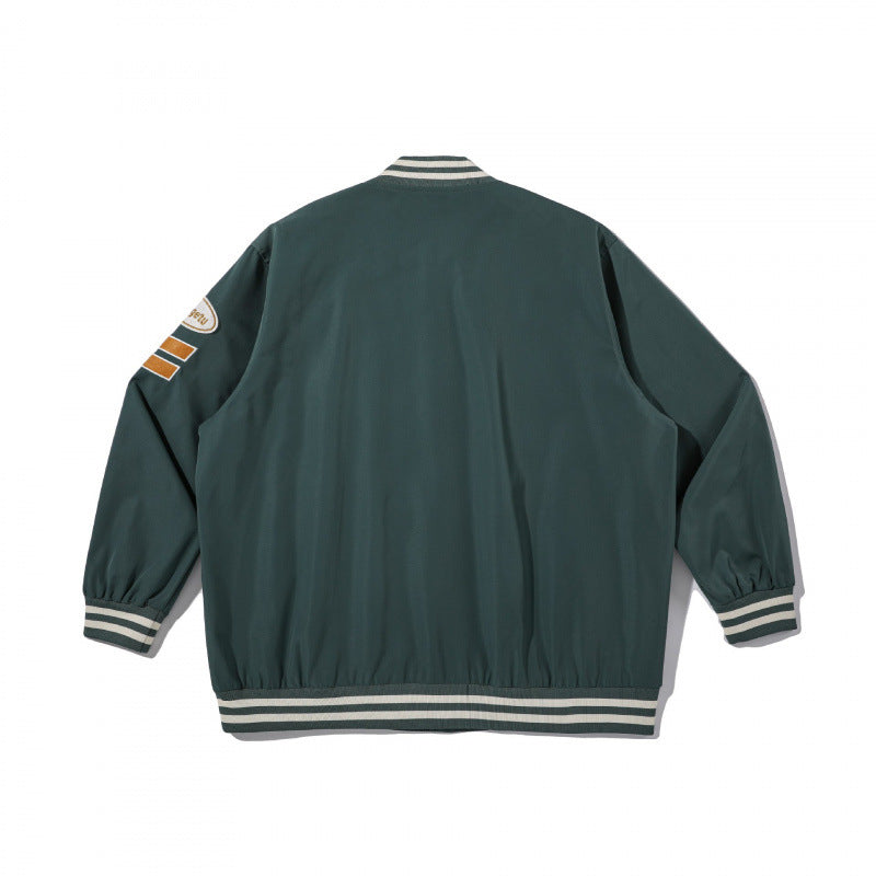 Unisex College-Bomberjacke mit gestepptem Patch, gestreiften Rippsäumen und Druckknopfleiste Nord Taschen