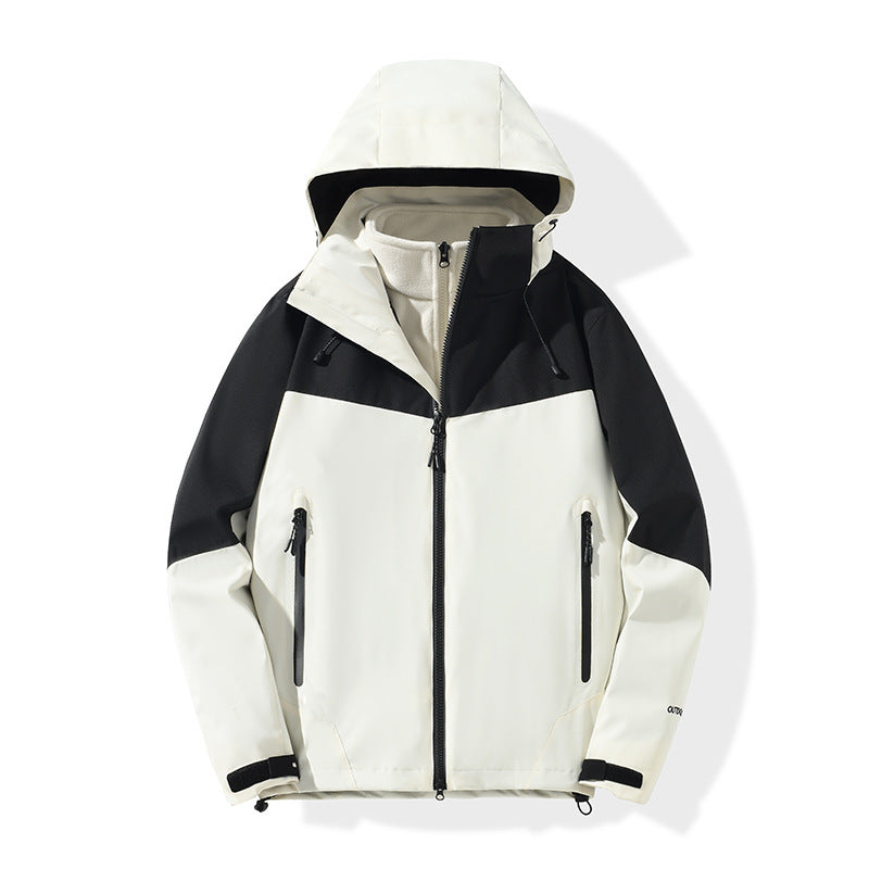 Herren Softshell-Hybridjacke mit Kapuze, getapten Reißverschlüssen und verstellbarem Saum Nord Taschen