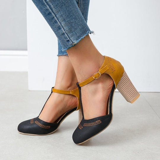 Damen Blockabsatz-Pumps mit elegantem Riemen und modischem Design
