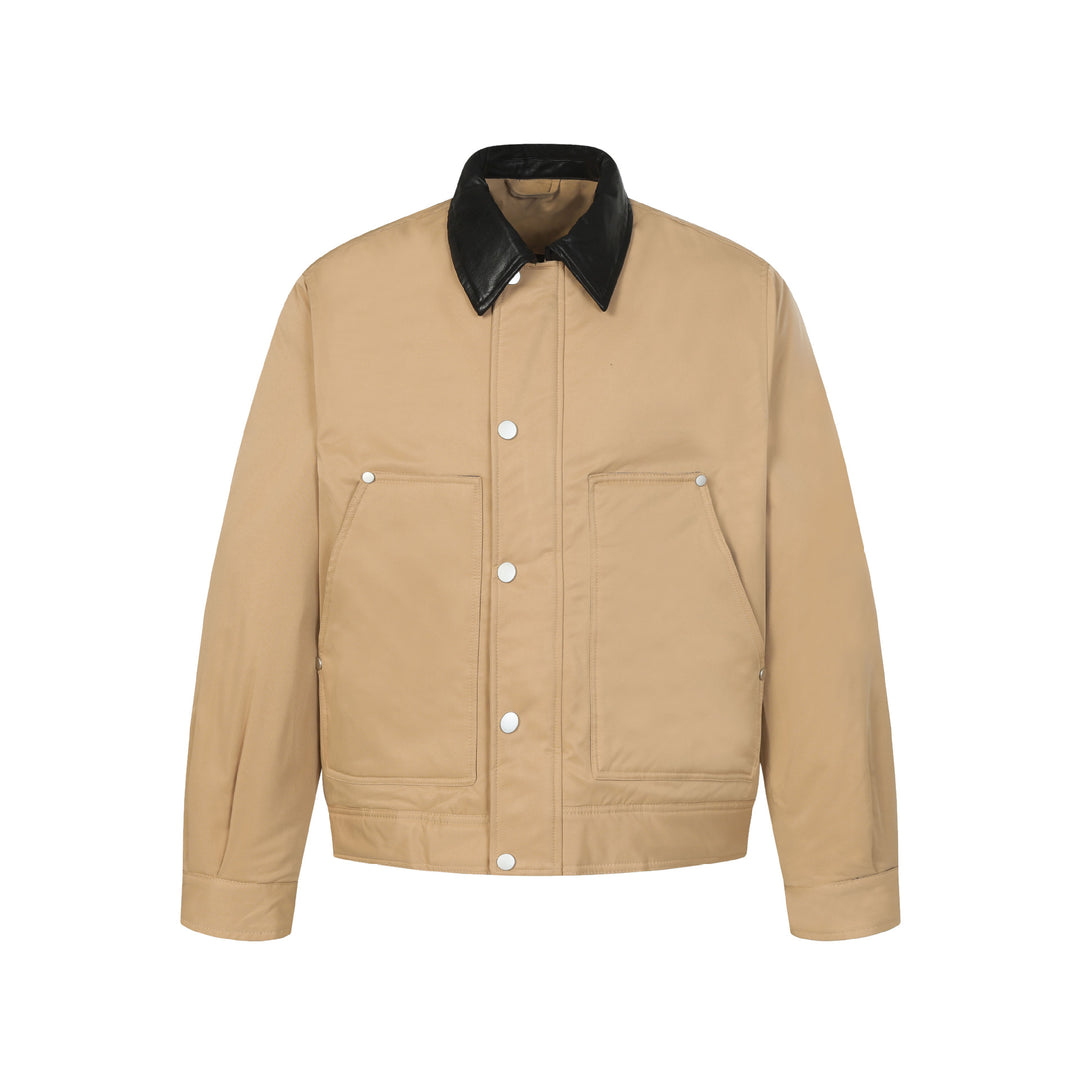 Unisex Kurzboxy gesteppte Blousonjacke mit kontrastierendem Lederoptikkragen Nord Taschen