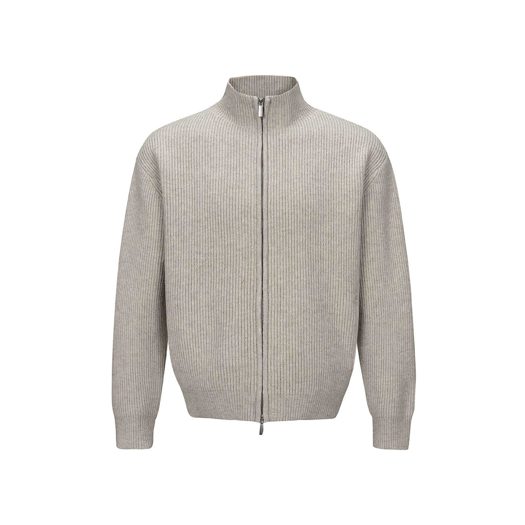 Unisex Kurzer gerippter Strickzipper mit hohem Stehkragen und schlankem Bund Nord Taschen