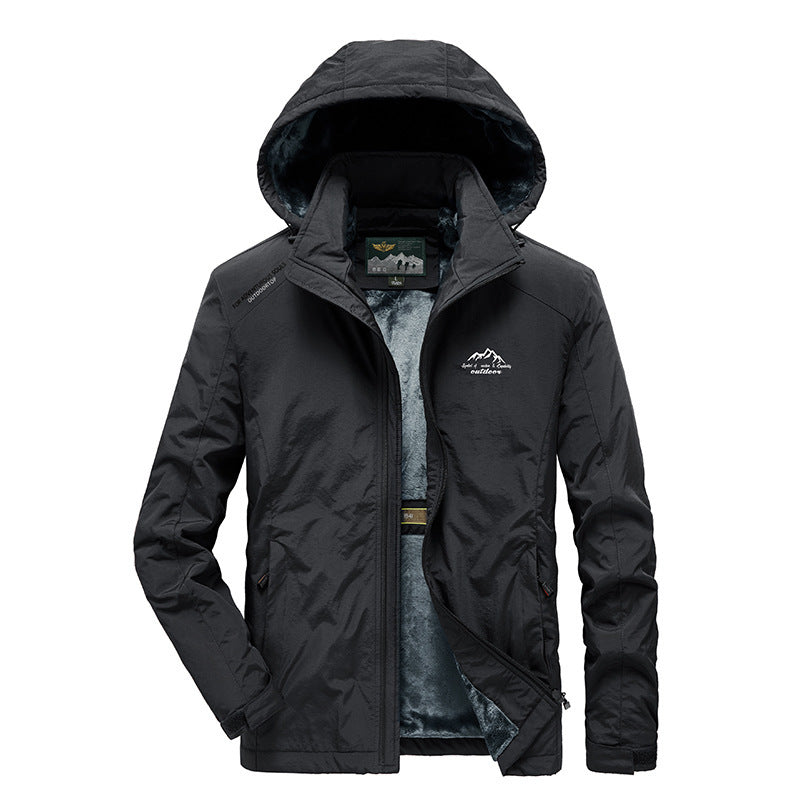 Herren technische Outdoor-Jacke mit wärmendem Teddyfleece-Innenfutter und verstellbarer Kapuze Nord Taschen