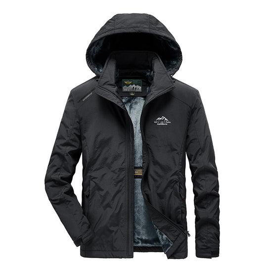 Herren technische Outdoor-Jacke mit wärmendem Teddyfleece-Innenfutter und verstellbarer Kapuze Nord Taschen