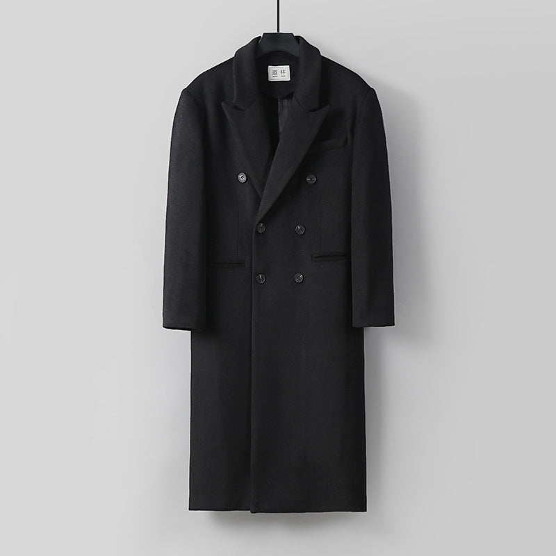 Herren Klassischer Doppelreiher-Longcoat aus Wollmischung mit Schalkragen und feiner Innenfutterverarbeitung Nord Taschen