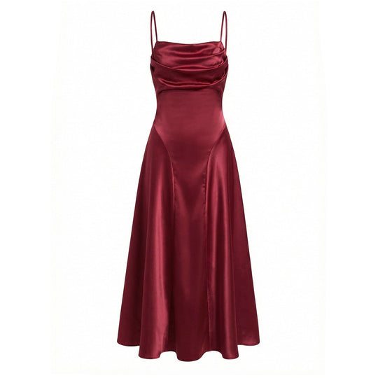Damen Maxikleid mit eleganter Drapierung und feinem Satin-Finish Nord Taschen