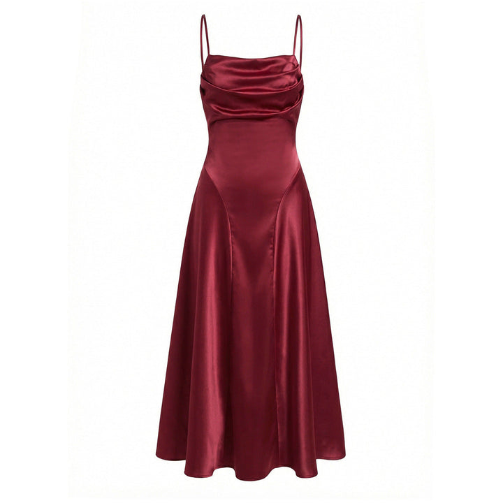 Damen Maxikleid mit eleganter Drapierung und feinem Satin-Finish Nord Taschen