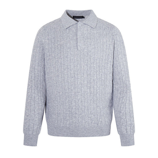 Herren Strick-Polo mit Zopfstrickmuster, Hemdkragen und Knopfleiste Nord Taschen