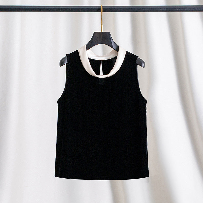 Damen Elegante Samtbluse mit Seidenkragen Nord Taschen