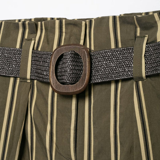 Damen Hochtaillierte weite Hose mit vertikalem Streifenmuster und Taillengürtel Nord Taschen