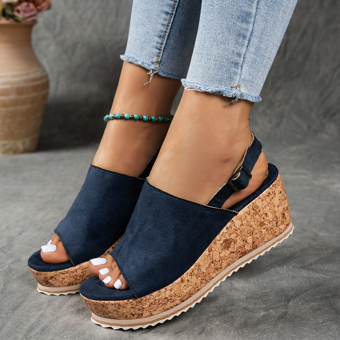Damen Keilabsatz-Sandalen mit verstellbarem Riemen und komfortablem Fußbett Nord Taschen
