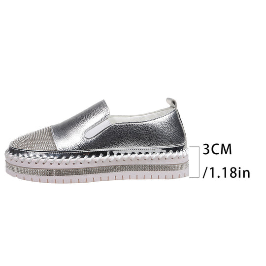 Damen nan glänzende Slip-On Plateau-Sneaker mit geflochtenem Rand und elastischem Einsatz Nord Taschen