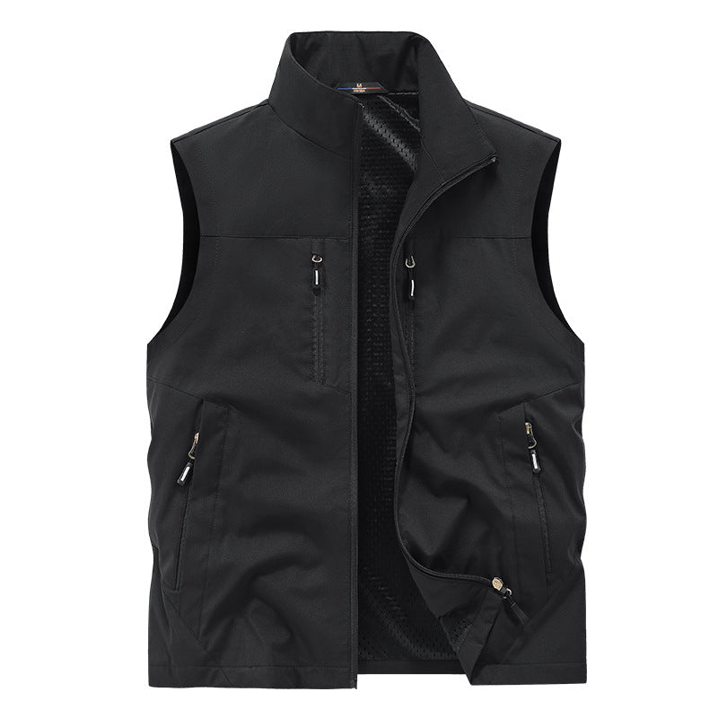 Herren Wasserabweisende Utility‑Weste mit mehreren Reißverschlusstaschen & hohem Stehkragen Nord Taschen