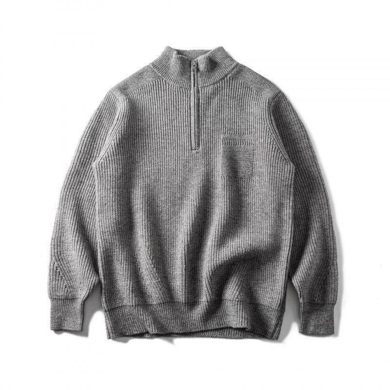 Unisex Grobgestrickter Halbzip‑Pullover mit Troyerkragen und Brusttasche Nord Taschen