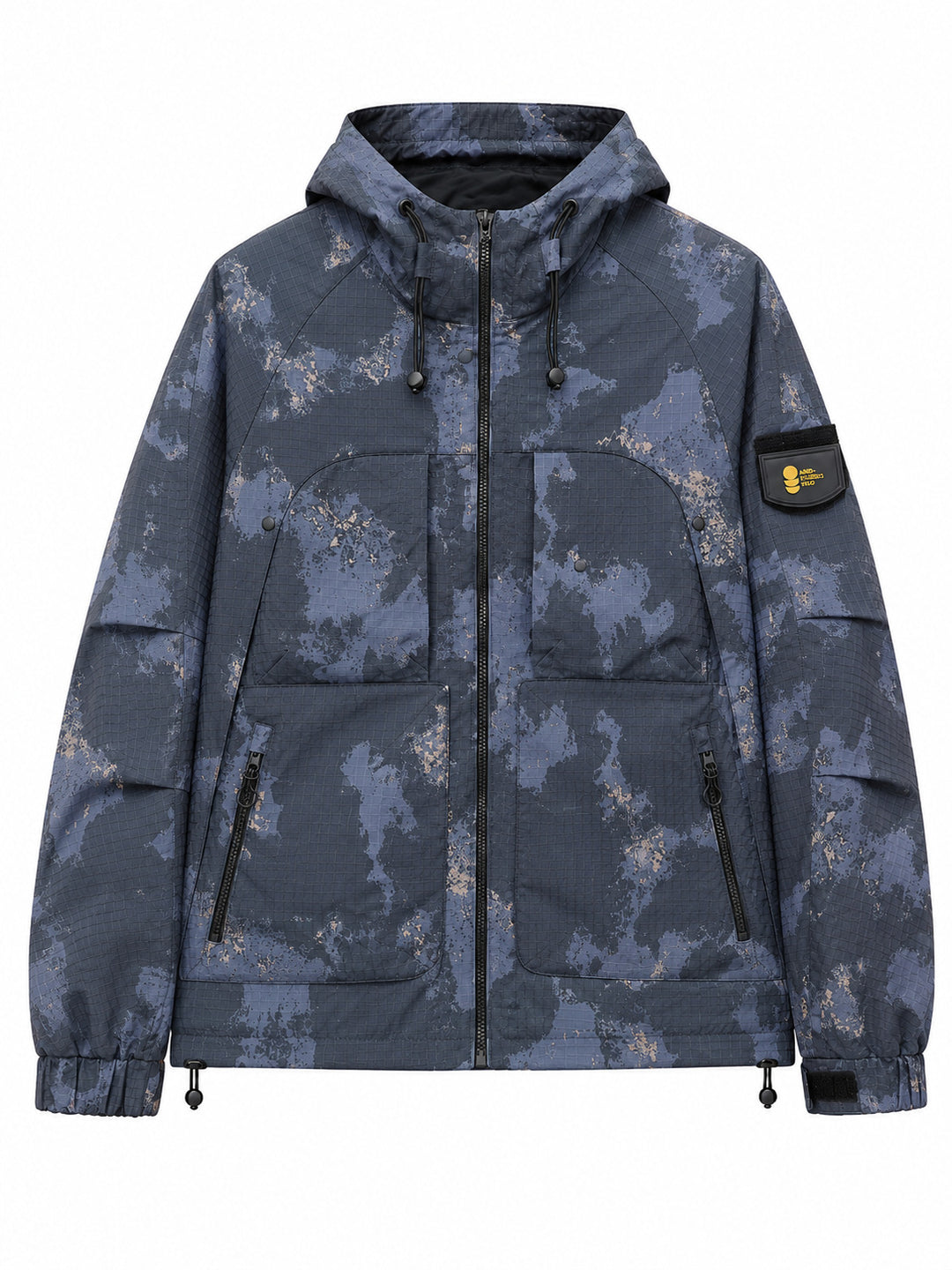 Herren Technische Camouflage-Outdoorjacke mit Kapuze, Ripstop und Multifunktionstaschen Nord Taschen