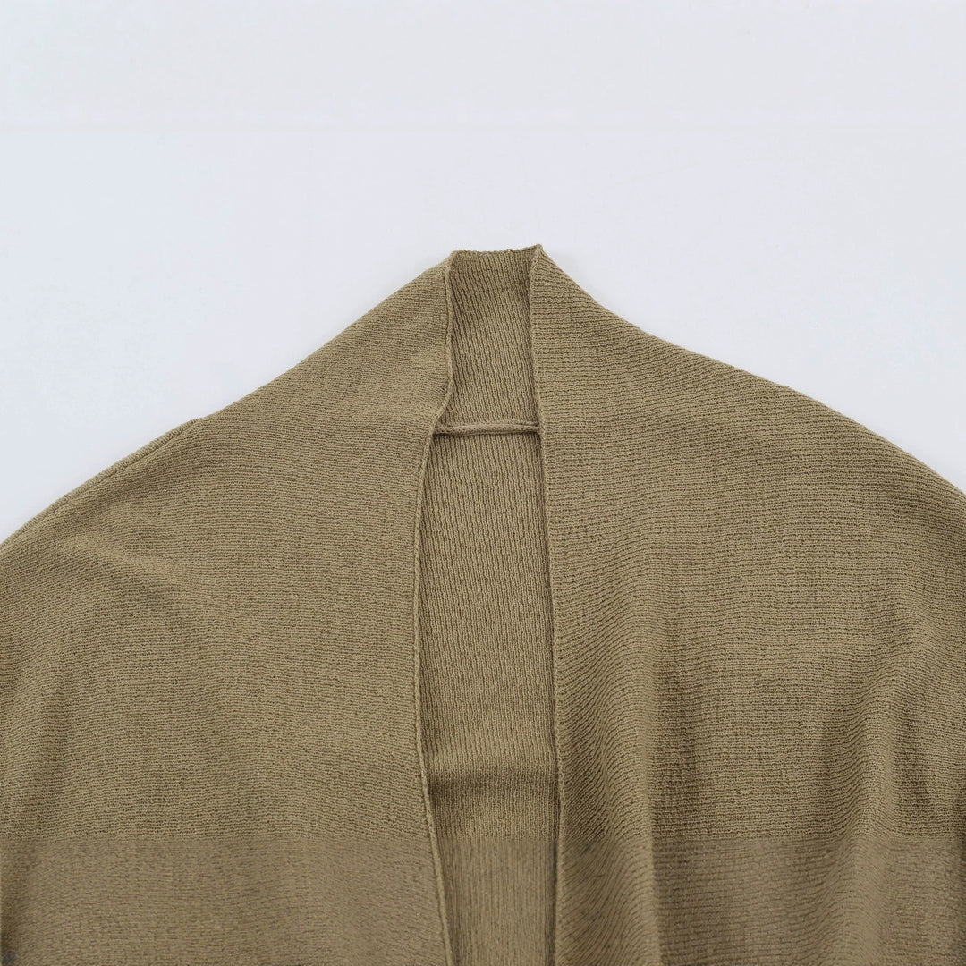 Damen Wickel-Strickpullover mit Gürtelring und tiefem V-Ausschnitt Nord Taschen