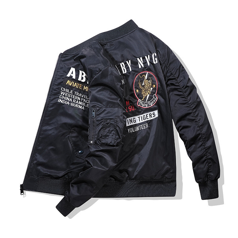 Herren Piloten-Bomberjacke im Vintage-Militärstil mit Stickpatches und Utility-Ärmeltasche Nord Taschen