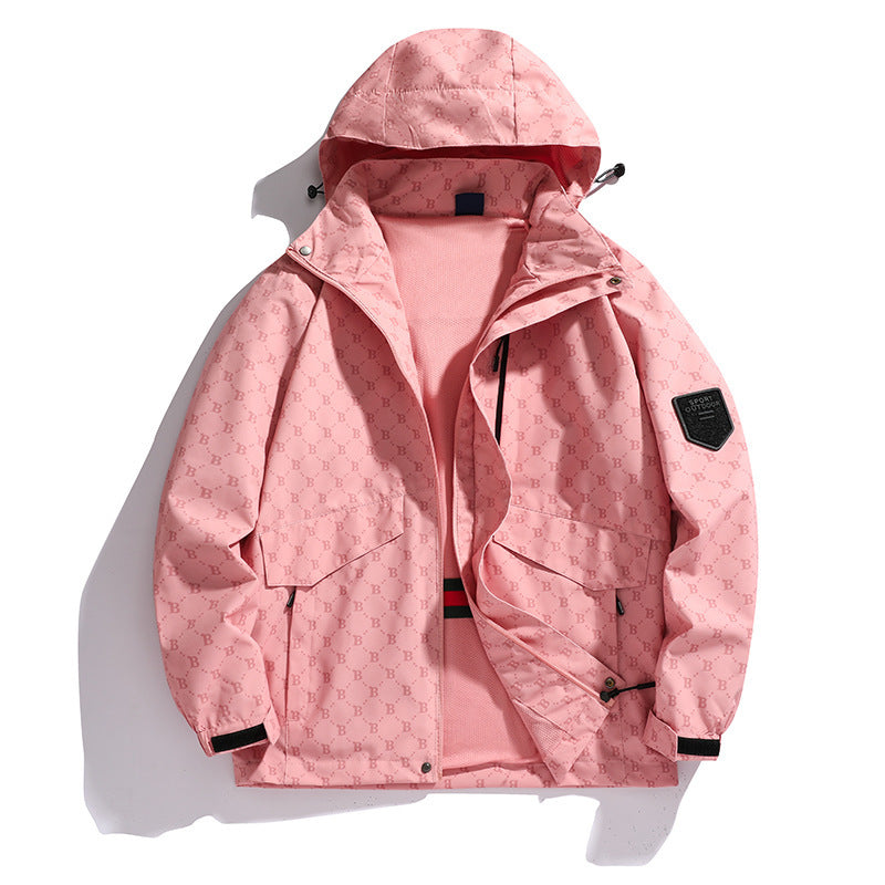 Herren Leichte Kapuzen-Logoallover-Fieldjacke mit Mesh-Futter und wasserabweisender Oberfläche Nord Taschen