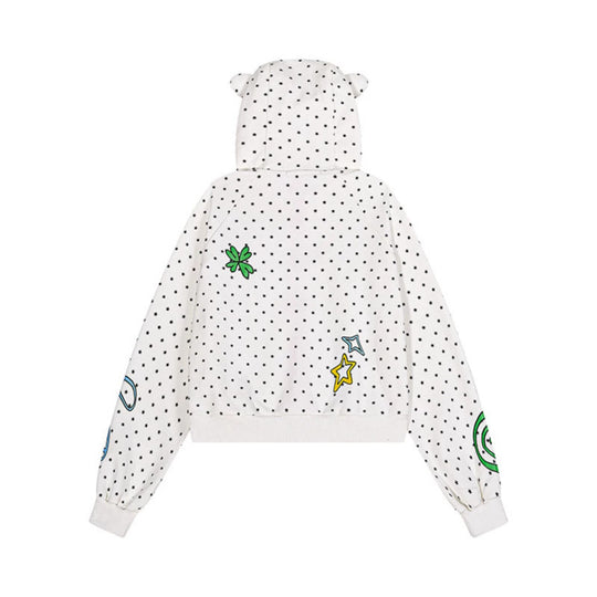 Damen Kuschelige Kapuzenjacke mit Ohren, Allover‑Sternmuster und verspielten Cartoon‑Prints Nord Taschen