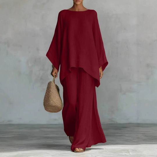 Damen Lässiges Oversize-Kaftanoberteil mit weiten Palazzohosen Nord Taschen