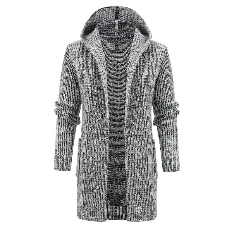 Damen Langer Kapuzen‑Strickcardigan mit tiefer Rippenstruktur und aufgesetzten Taschen Nord Taschen