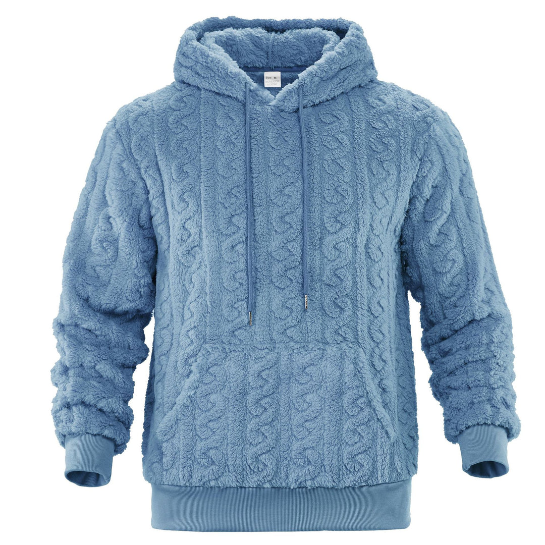 Herren Sherpa-Kapuzenpullover mit Zopfmuster, Kängurutasche und Rippbündchen Nord Taschen