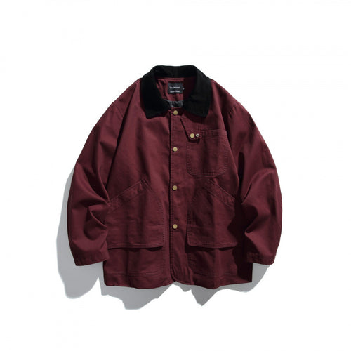 Herren Canvas-Chorejacke mit Cordkragen und Druckknopffront Nord Taschen