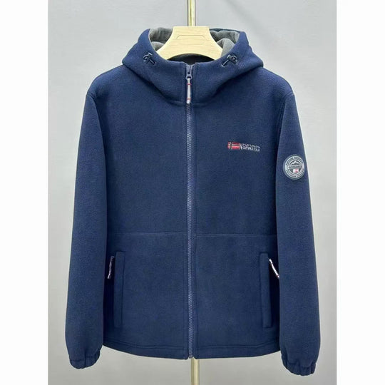 Herren Warme Fleece-Kapuzenjacke mit Sherpa-Futter, Windschutz & Reißverschlusstaschen Nord Taschen