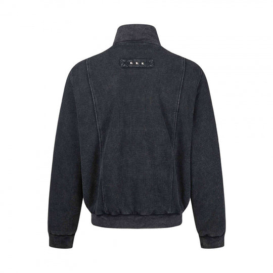Unisex Grobgestrickte Zip‑Bomberjacke mit Stehkragen, Nieten‑Detail und Reißverschlusstaschen Nord Taschen