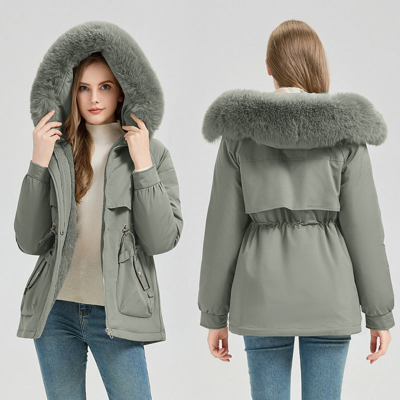 Damen nan taillierter Funktionsparka mit XXL-Kapuze, weichem Fleecefutter und multifunktionalen Pattentaschen Nord Taschen